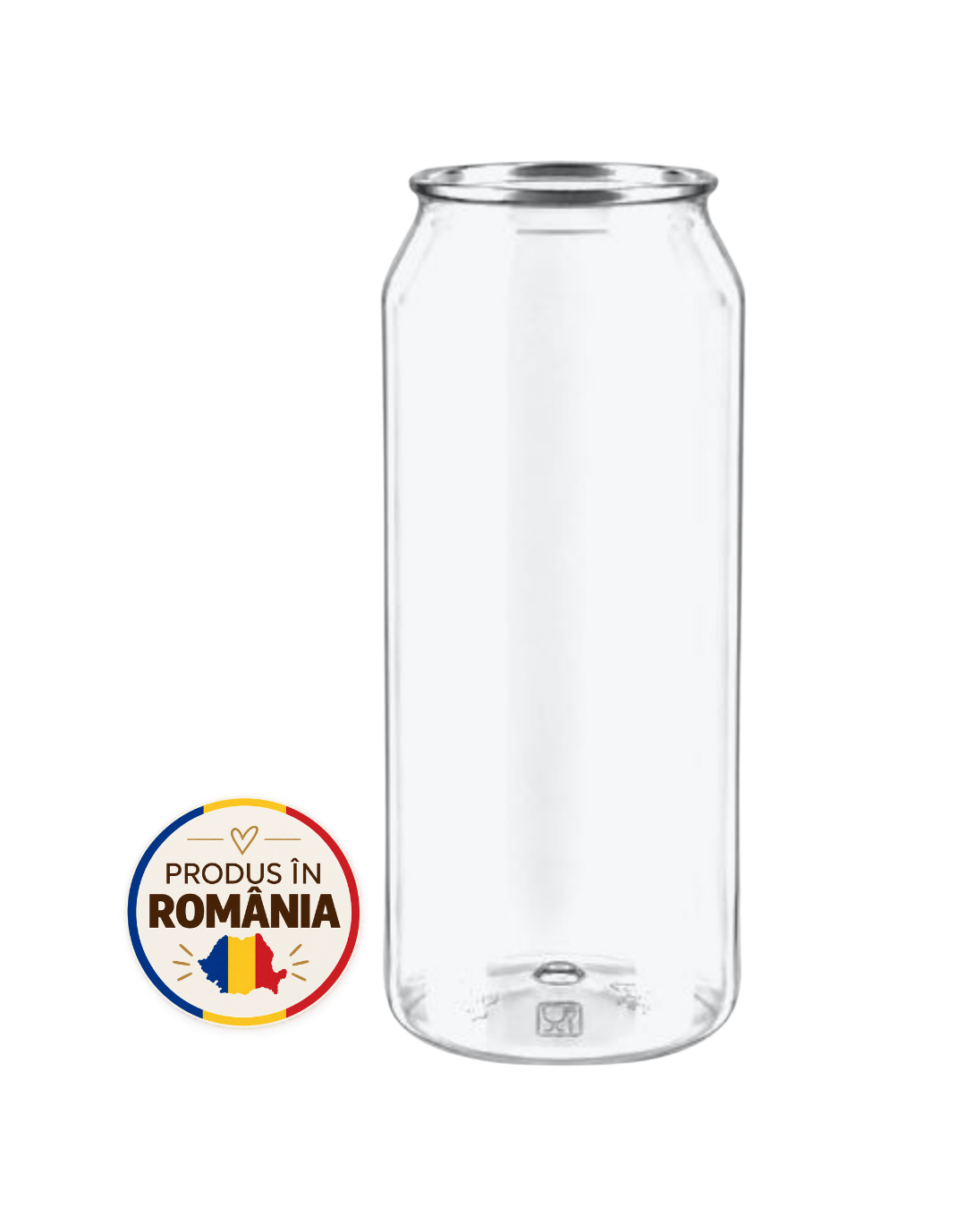 Doze PET transparente, 600 ml, diam 64 mm, #202, capac aluminiu separat, 90 buc/set